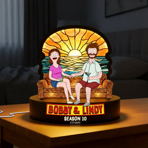 Beach Couple Light Box - Personalized Gifts For Couple Custom Shape Acrylic Light Box 05OHLU081225