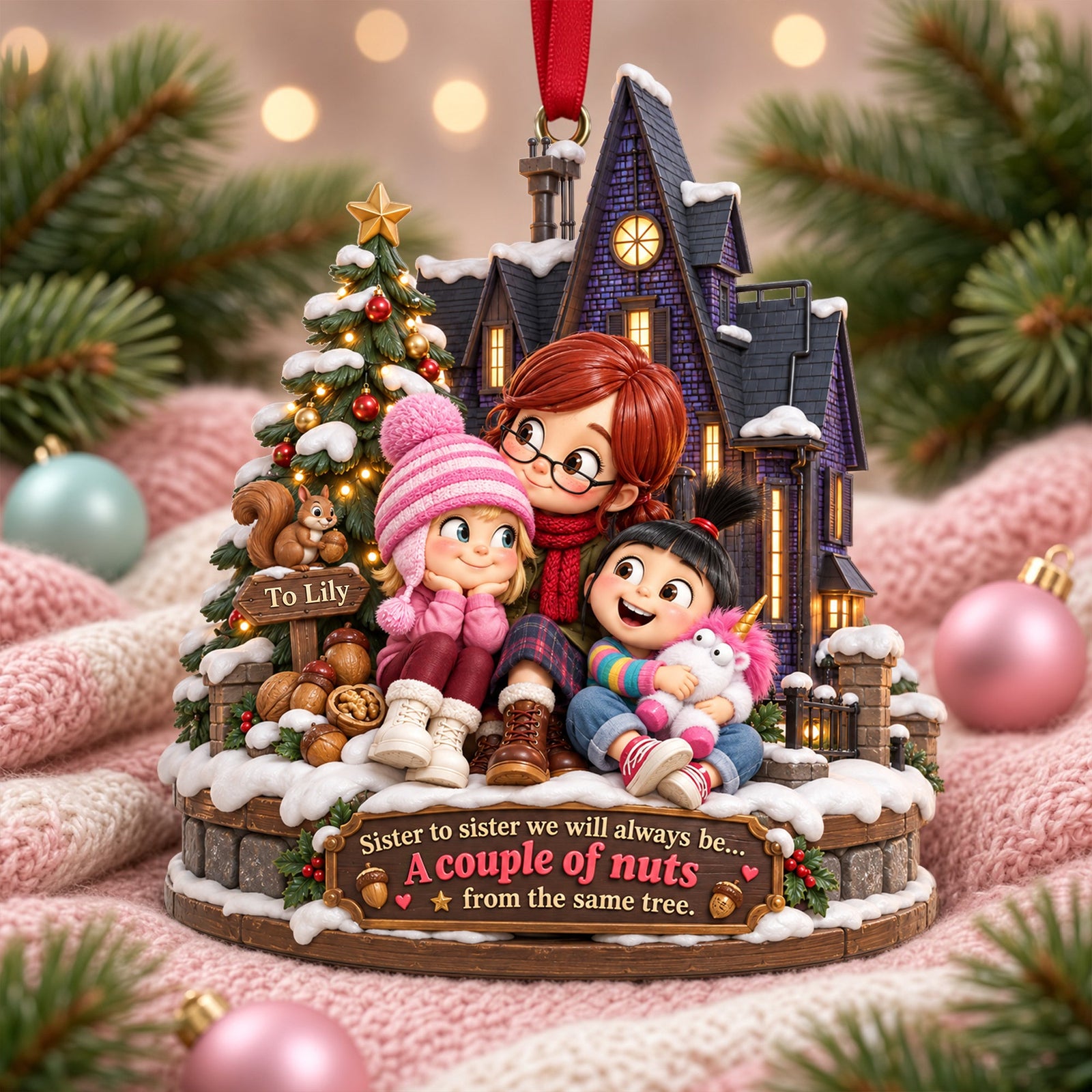 Tied Sisters Acrylic Ornament - Personalized Gifts For Sister 08QHLU221026