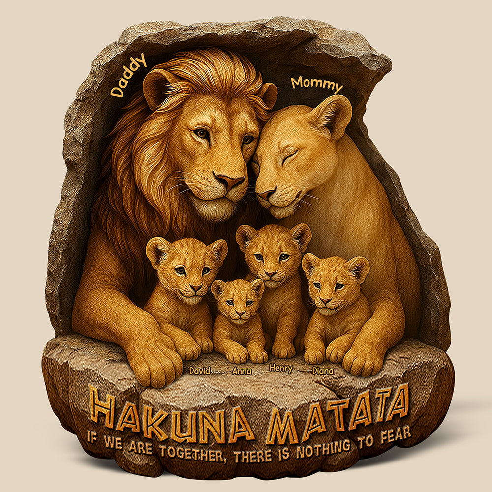 Personalized Gifts For Family Plaque Lion Mom And Dad 05XQQN040425 - Shaped Plaques - GoDuckee