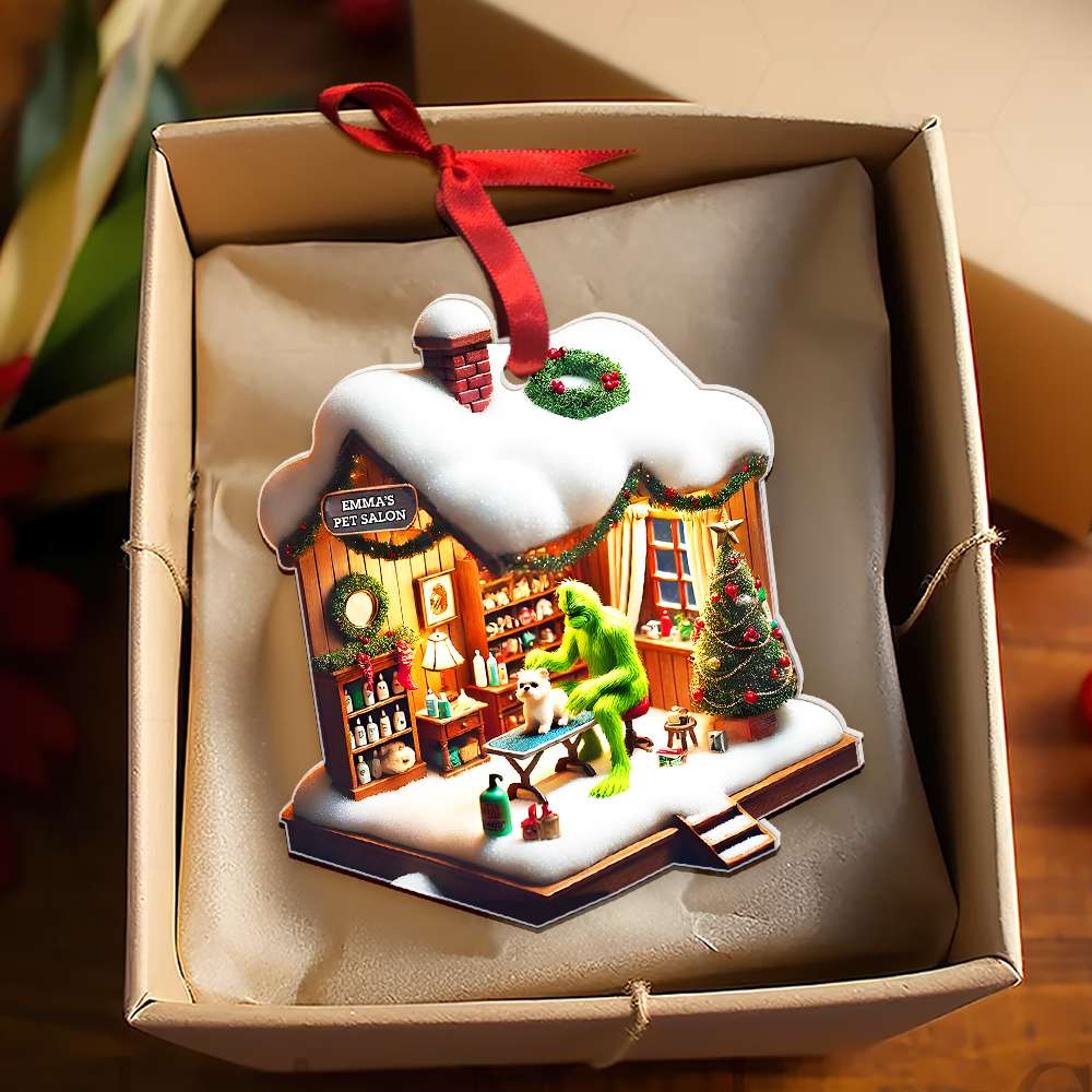 Personalized Gifts Flat Pet Grooming Green Monster Acrylic Ornament 045TGMH141124 - Ornament - GoDuckee