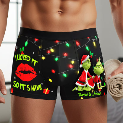 Playful Green Couple Christmas Boxers - Personalized Gifts For Him 02NALU160925