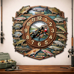 Fishing Lover Clock - Personalized Gifts For Fishing Lover Acrylic Hanging Wall Clock 01HULU250326