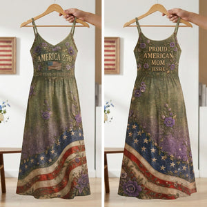 Proud American Mom - Celebrated America 250th Anniversary Suspender Maxi Dress - Personalized Gifts For Moms 04toqn070426