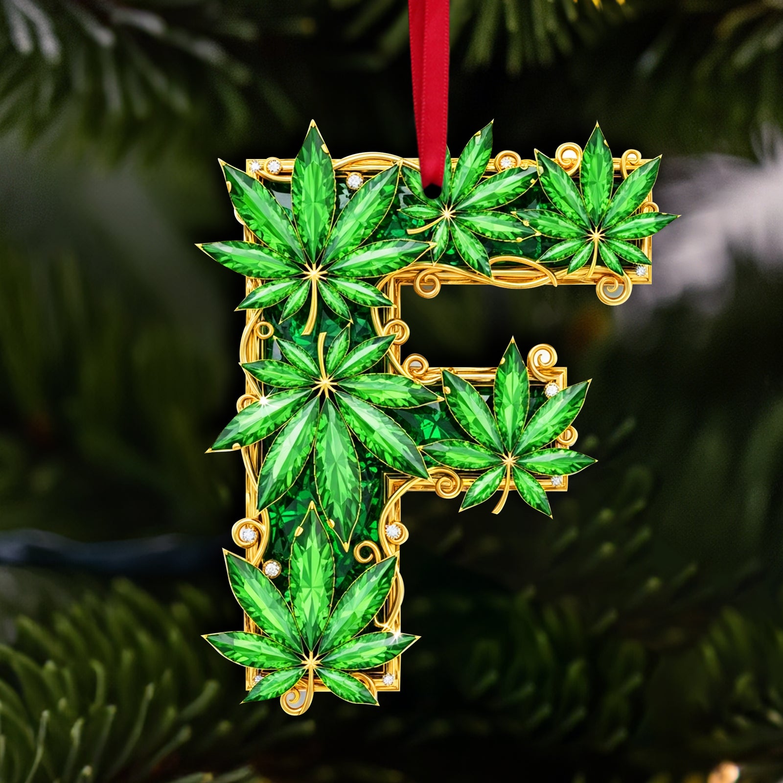 Crystal Leaf Initial Ornament - Personalized Christmas Gifts For Stoners 05TOLU270825