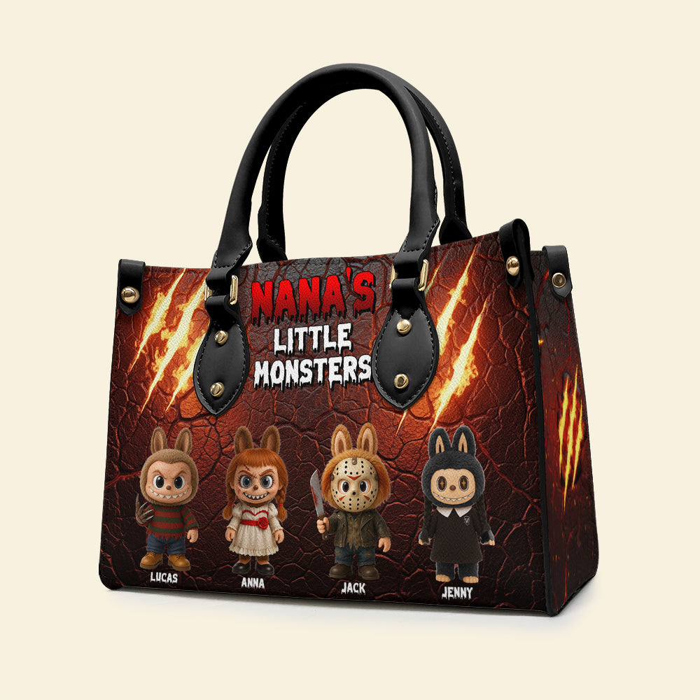 Horror Monsters Personalized Halloween Gifts For Mom/Grandma Leather Bag 04natn180825
