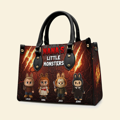 Horror Monsters Personalized Halloween Gifts For Mom/Grandma Leather Bag 04natn180825