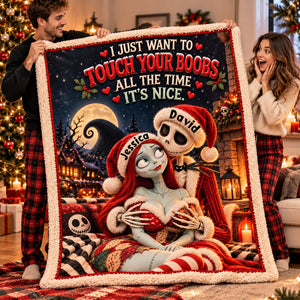 Cheeky Horror Couple Blanket - Personalized Gifts For Couple Christmas Blanket 02NALU121026