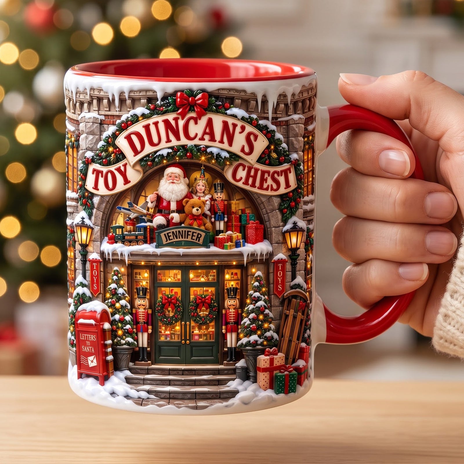 Christmas Shop Storefront Accent Mug - Personalized Gifts 03HUQN210826