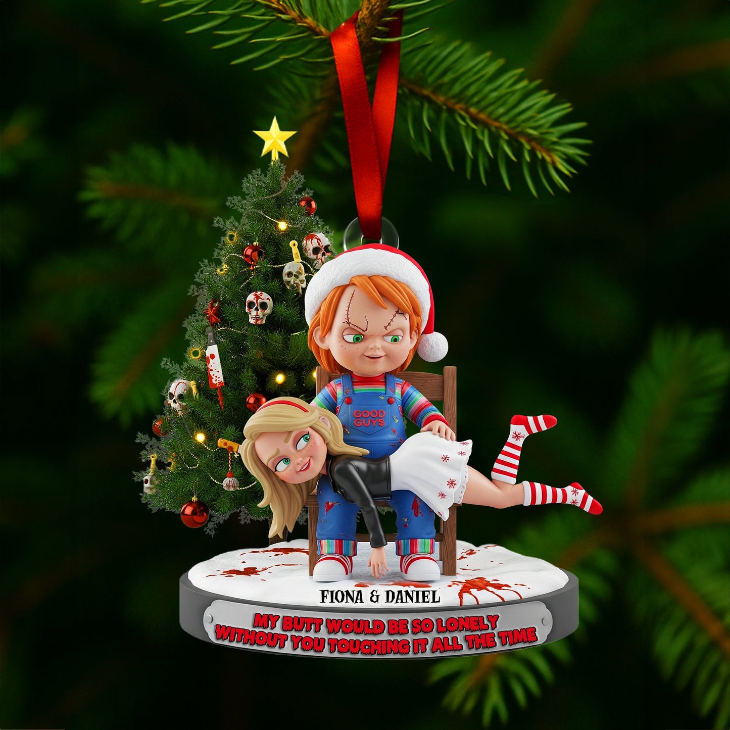 Mischievous Doll Couple Ornament -  Personalized Christmas Gifts For Couple 01NALU090925