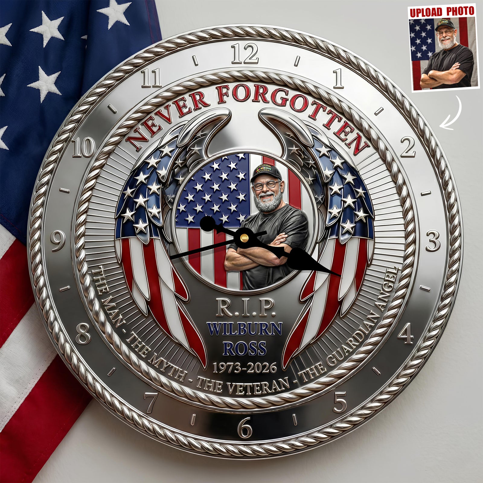 Veteran In Heaven Wall Clock - Personalized Keepsake To Remember Lost Veteran 04QHDT200126