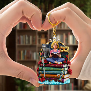 Enchanted Book Stack Keychain - Personalized Gift For Book Lovers 05HUQN200126