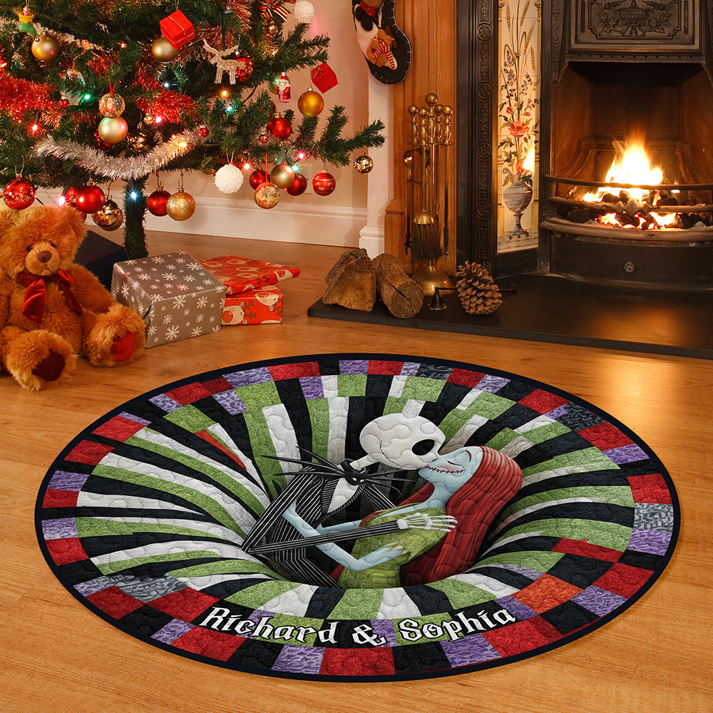 Spooky Love Quilted Round Mat - Personalized Gifts For Couple 03naqn240925