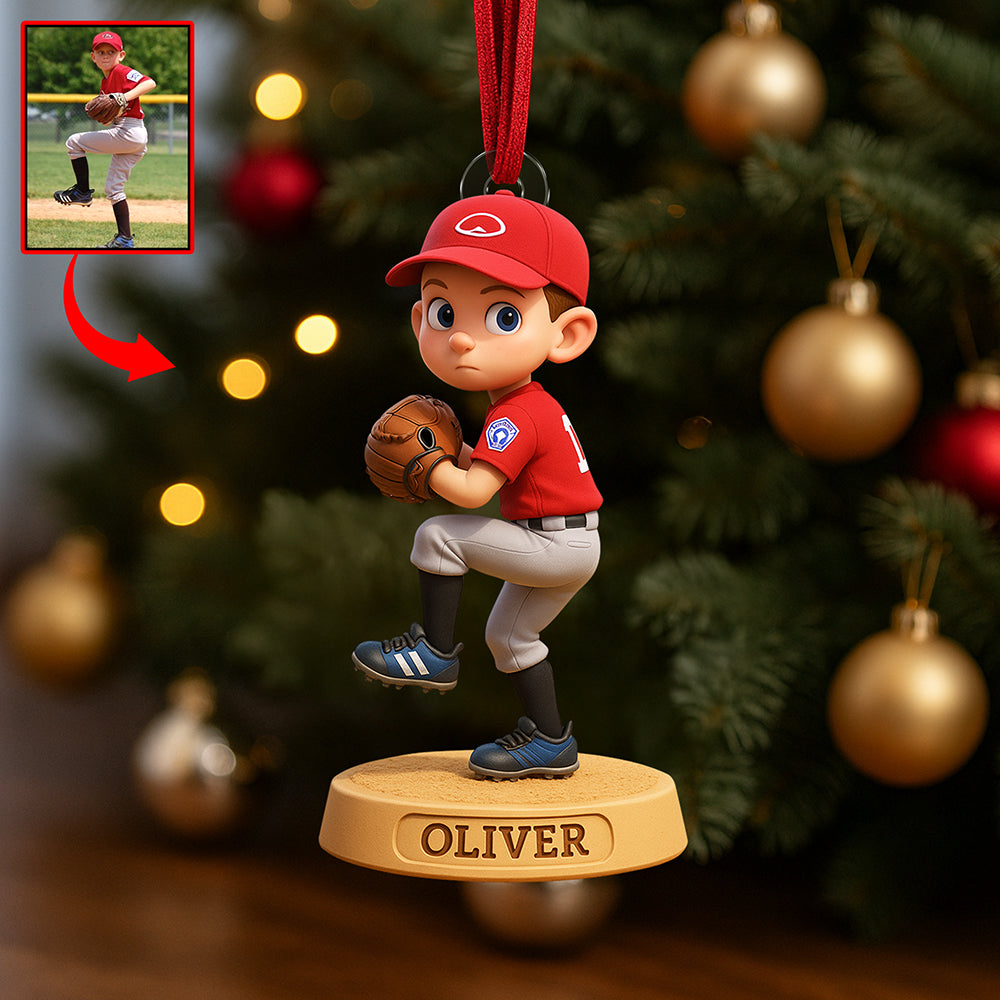 Baseball Kid Acrylic Ornament - Custom Photo Gifts For Baseball Lovers 01pgqn280825 - Ornament - GoDuckee