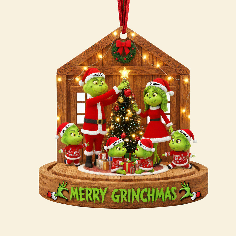 Fun Green Family Christmas Ornament, Personalized Gifts For Family 01qhqn180925