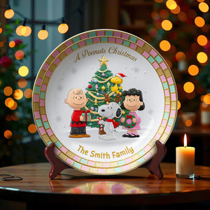 Family Joy Under The Tree Round Plate -  Personalized Gift For Family 02PGLU171025