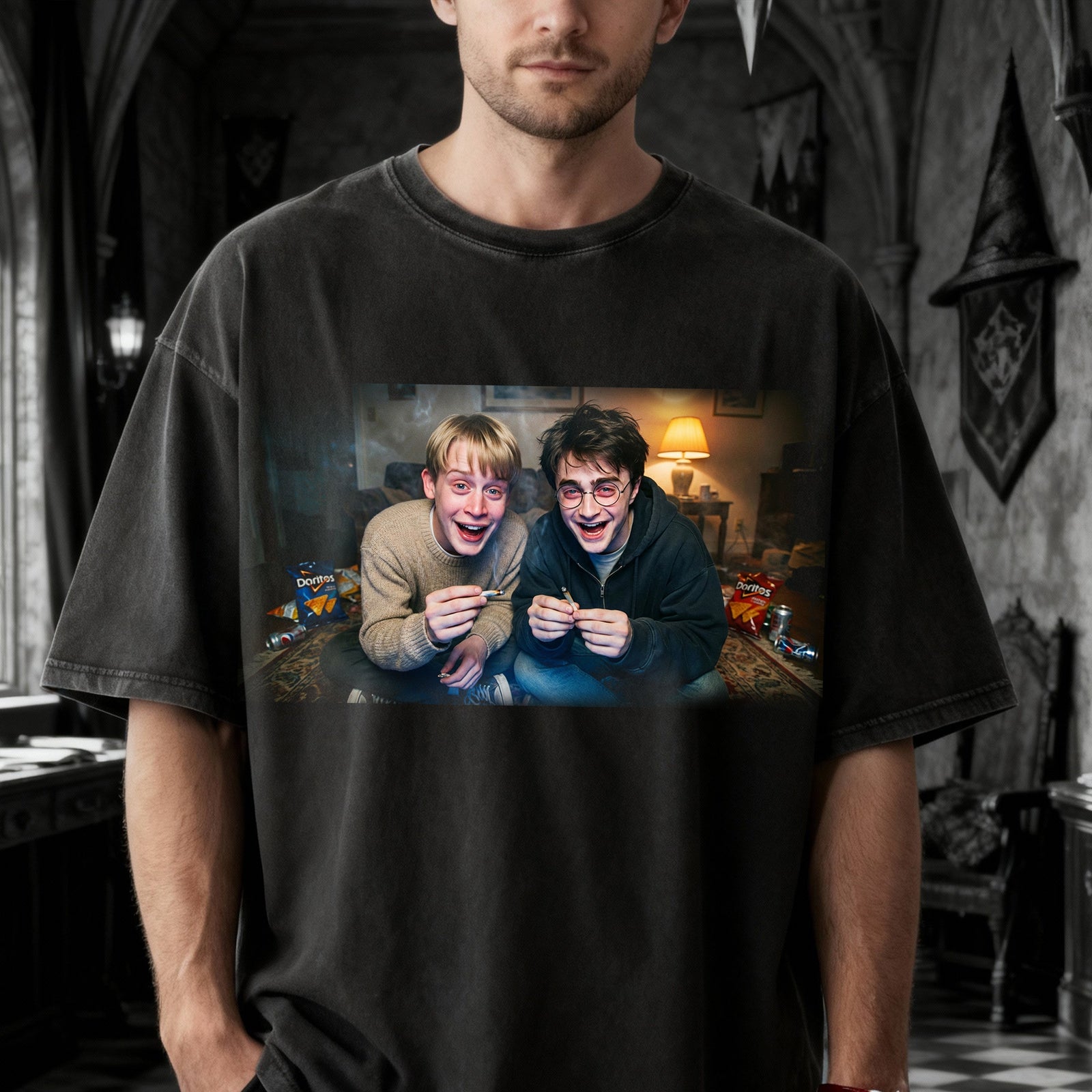 90s Friendship Movie Night Washed Shirt 04KILU301225