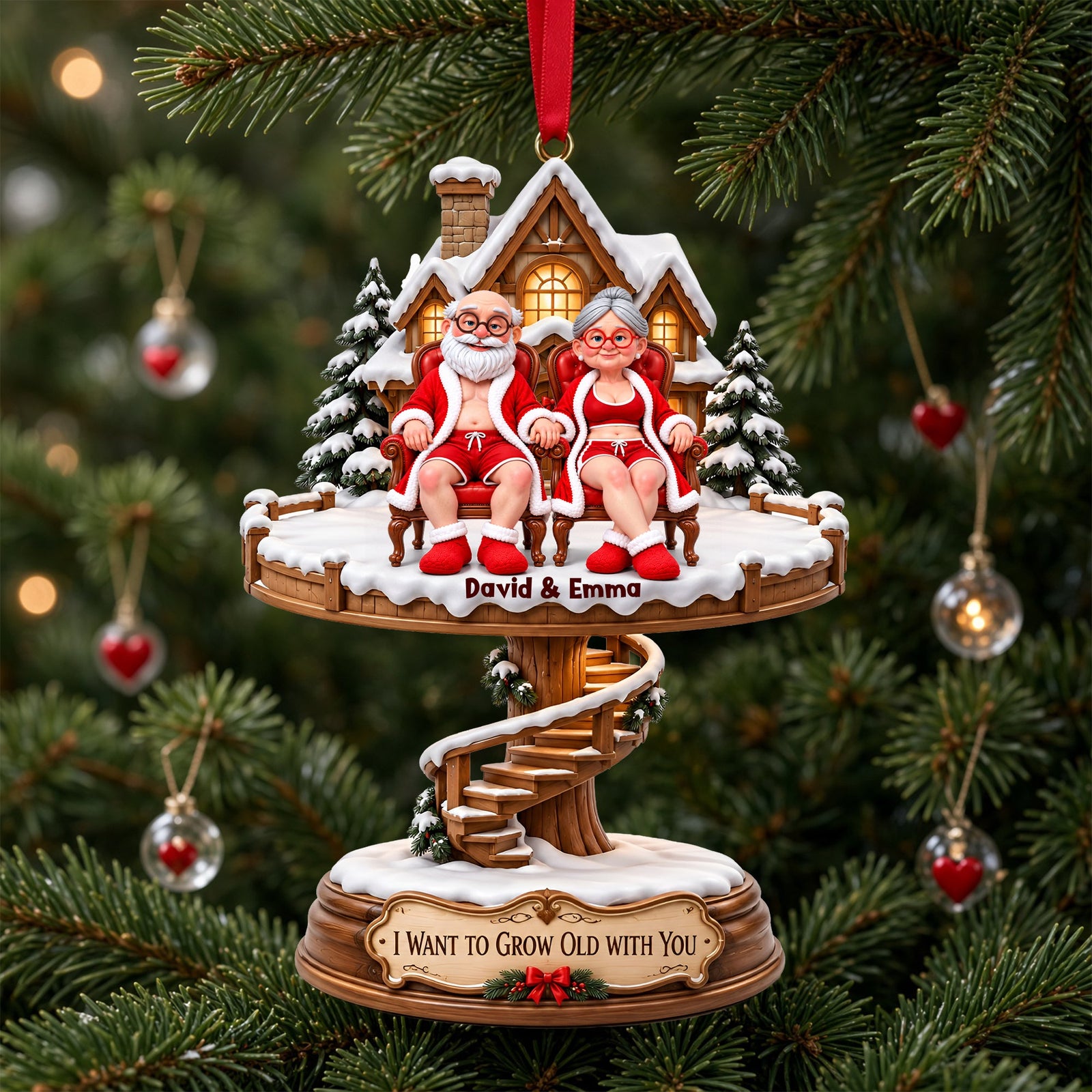 Lovely Old Couple Acrylic Ornament - Personalized Christmas Gifts For Couples 04ohlu131026