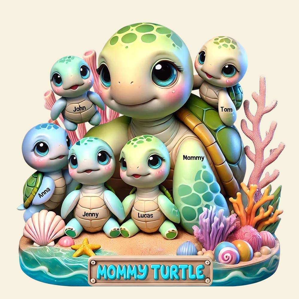 Turtle Mama Plaque - Personalized Gifts For Mom-Homacus