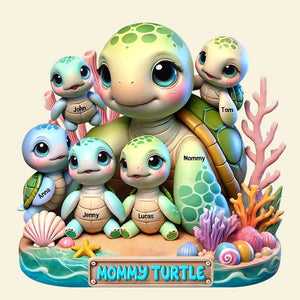 Turtle Mama Plaque - Personalized Gifts For Mom-Homacus