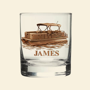 Pontoon Personalized 11oz Round Drinking Glass, Personalized Gifts For Sea Lover 01pgta230925