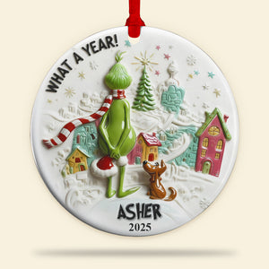 A Year To Look Back Round Ceramic Ornament - Personalized Christmas Gifts For Family & Friends 01qhqn121125