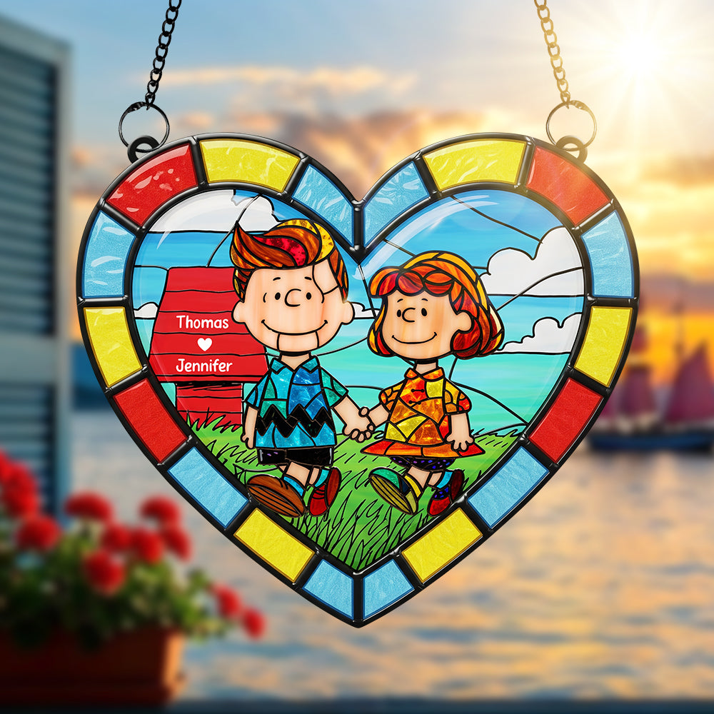 Cartoon Couple Hand In Hand Suncatcher Ornament - Personalized Gifts For Couple 05ohqn130825