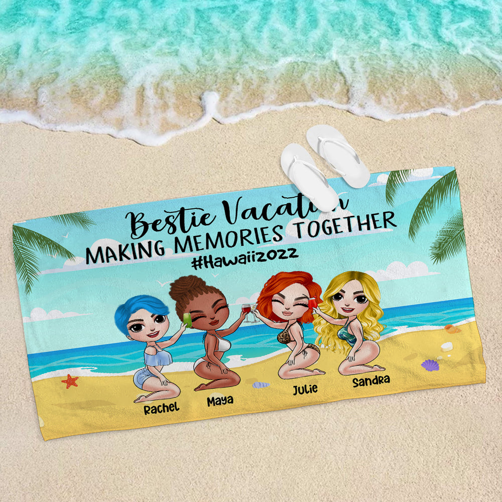 Bestie Vacation - Personalized Beach Towel - Gift For Friends/Besties - Cool Summer Girls - Beach Towel - GoDuckee