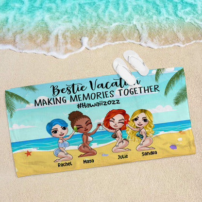 Bestie Vacation - Personalized Beach Towel - Gift For Friends/Besties - Cool Summer Girls - Beach Towel - GoDuckee