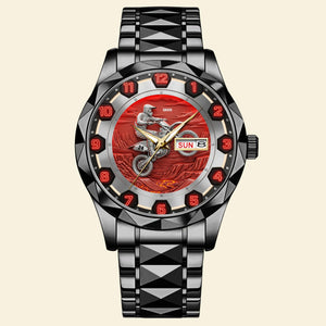 Dirt Bike Riding Stainless Steel Men's Watch Personalized Holiday Gifts For Bikers 03ohtn260725