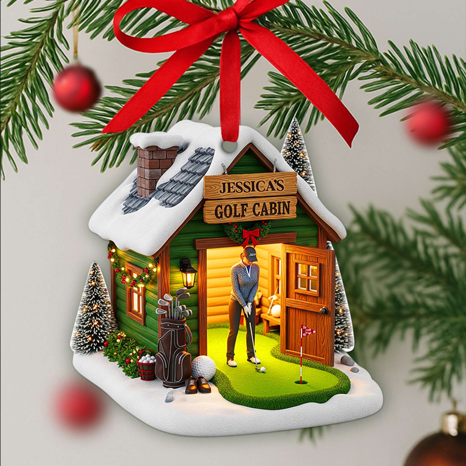 Golf Cabin Christmas Ornament - Personalized Gift For Golfers 05OHLU140825