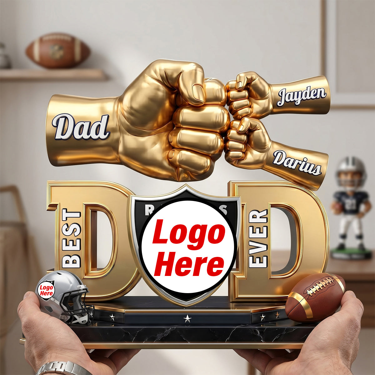 American Football  Acrylic Plaque - DadChampion Dad & Fist Bump - Personalized Gifts For Father