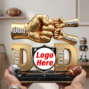 American Football  Acrylic Plaque - DadChampion Dad & Fist Bump - Personalized Gifts For Father