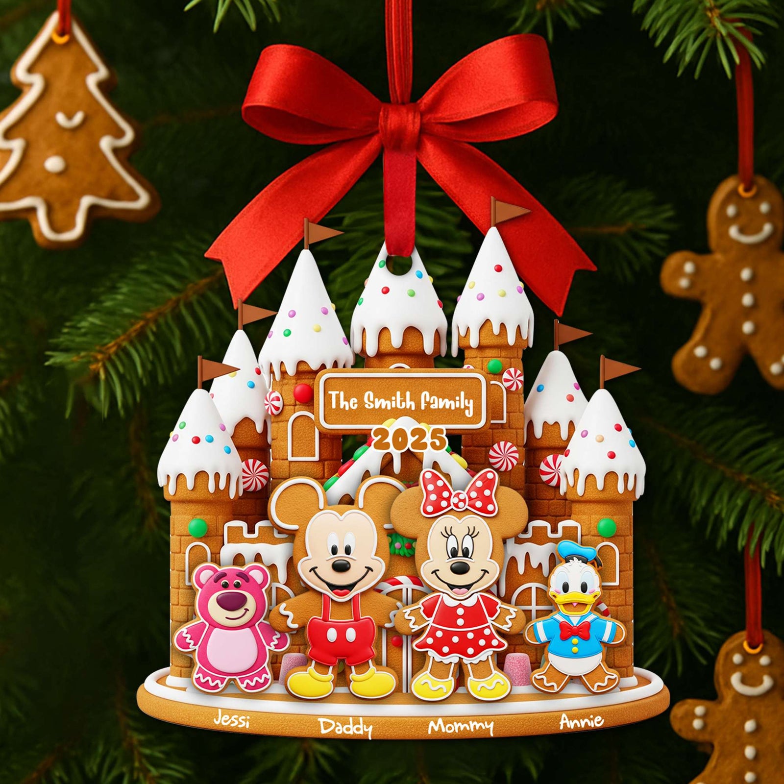 Gingerbread Family Castle Ornament - Personalized Christmas Gifts For Family 05NALU160825