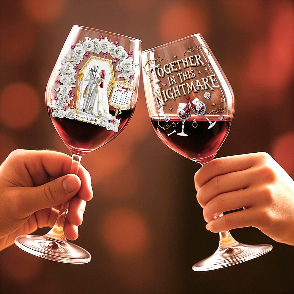 Gothic Wedding Wine Glass - Personalized Gifts For Couple 03ohqn060825