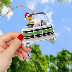 Pontoon Christmas Ornaments - Pontoon Duck Family - Custom Pontoon, Tritoon Gifts For Members-Homacus