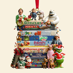 Classic Christmas Movies Collection Stack Ornament, Personalized Gifts For Movie Fans 05QHTN131025