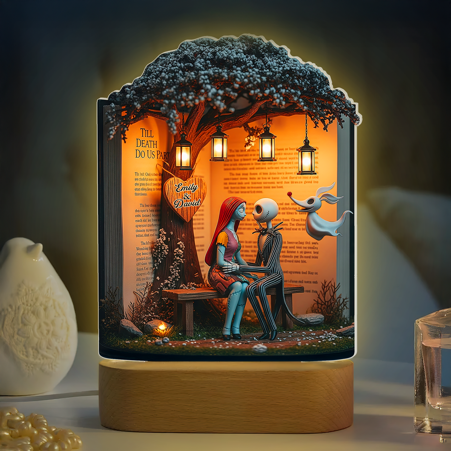 Horror Couple Led light With Oval Base - Personalized Gifts For Halloween 04PAPU160725