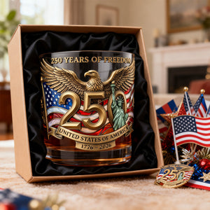 250 Years Of Freedom Anniversary 11oz Round Glass - Personalized Gifts For Patriots 05patn110226