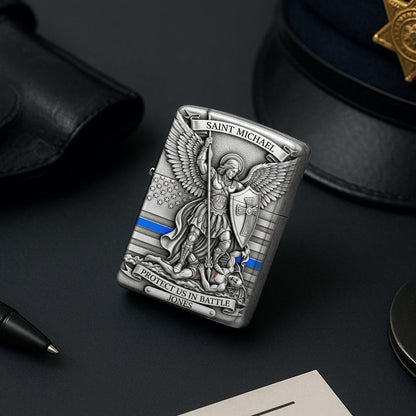 Saint Michael Protect Police Lighter, Personalized Gifts For Police Officer, Captain, Sheriff,... 02qhtn250825