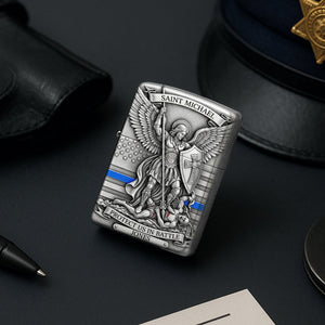 Saint Michael Protect Police Lighter, Personalized Gifts For Police Officer, Captain, Sheriff,... 02qhtn250825