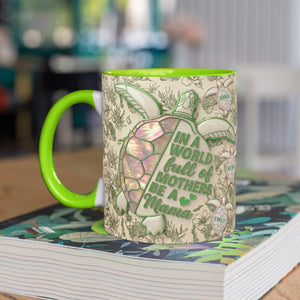 Mama Turtle & Her Babies Accent Mug - Personalized Gifts For Moms 03PAQN150426 - Coffee Mug - GoDuckee