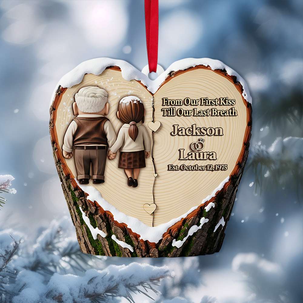 Holding Hands Old Couple Ornament - Personalized Christmas Anniversary Gifts For Couple 01OHLU110825