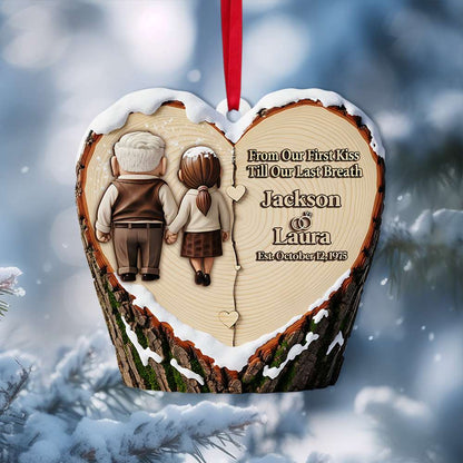 Holding Hands Old Couple Ornament - Personalized Christmas Anniversary Gifts For Couple 01OHLU110825