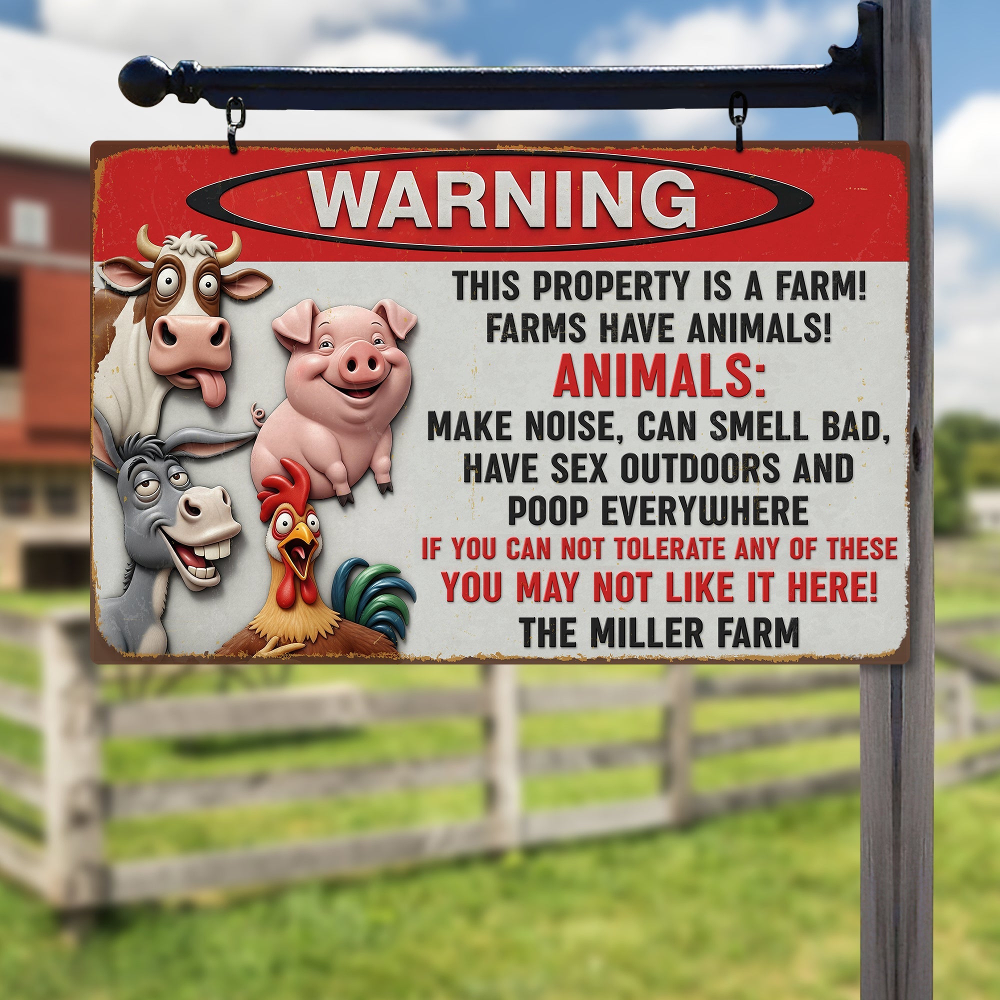 Funny Farm Animals Metal Sign – Personalized Gifts For Farmer 05naqn251125
