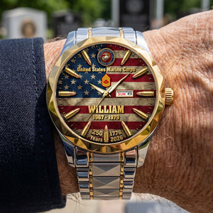 Patriotic Legacy Stainless Steel Men's Watch Personalized Gifts for Veterans 03HUQN150626