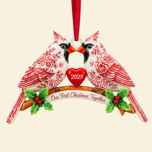 Couple Cardinal Toile de Jouy Ornament - Personalized Gifts For Couple 02pgta060925