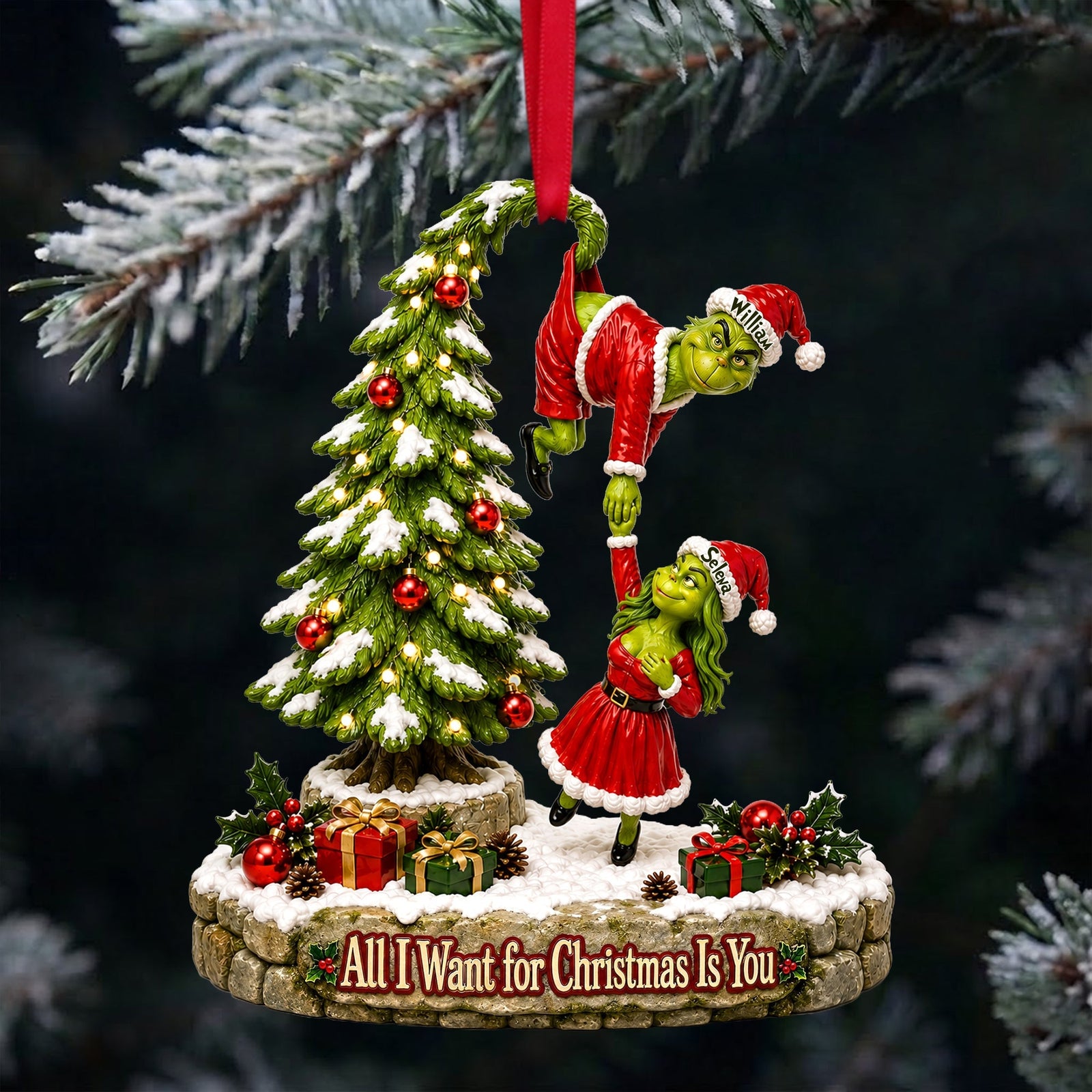 Mischievous Couple Christmas Ornament - Personalized Gifts For Couple 01ohlu040926