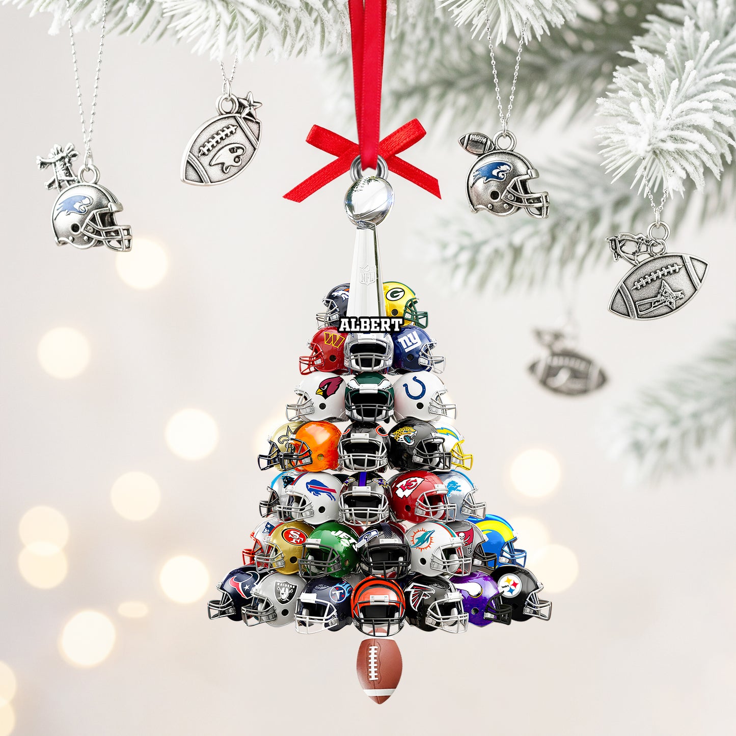 Football Helmet Christmas Tree Ornament - Personalized Gifts For American Football Lovers 02HULU030925