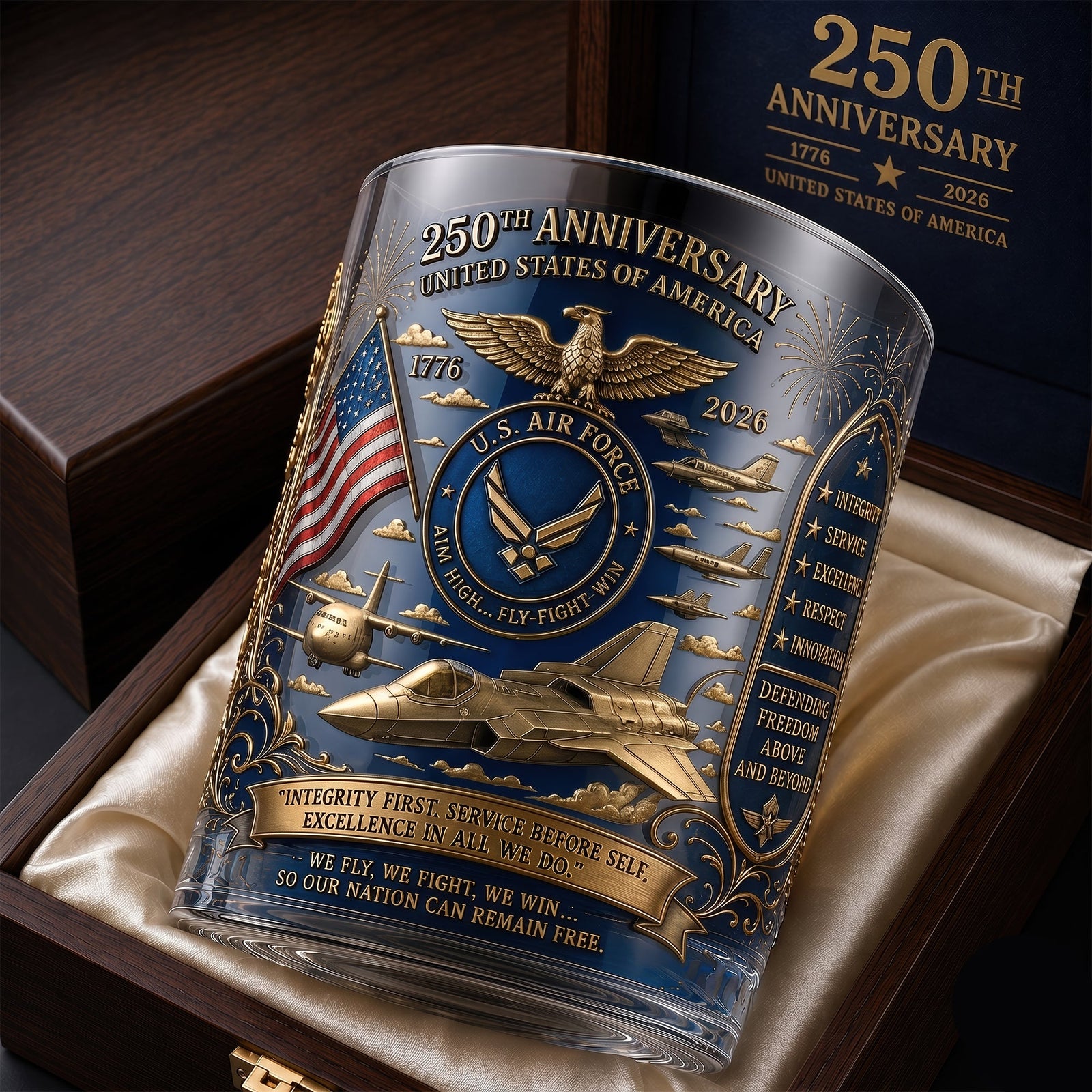 USA 250th Anniversary 11oz Round Glass - Gifts For Veterans 01qhqn290526