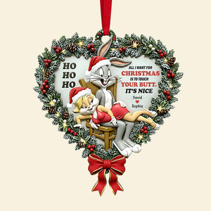 Mischievous Rabbit Couple Christmas Ornament, Personalized Gifts For Couple 02qhta160925